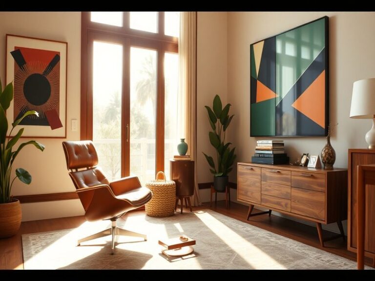 A well-lit, minimalist interior space featuring natural wood furniture, neutral tones, and organic textures, with soft natura