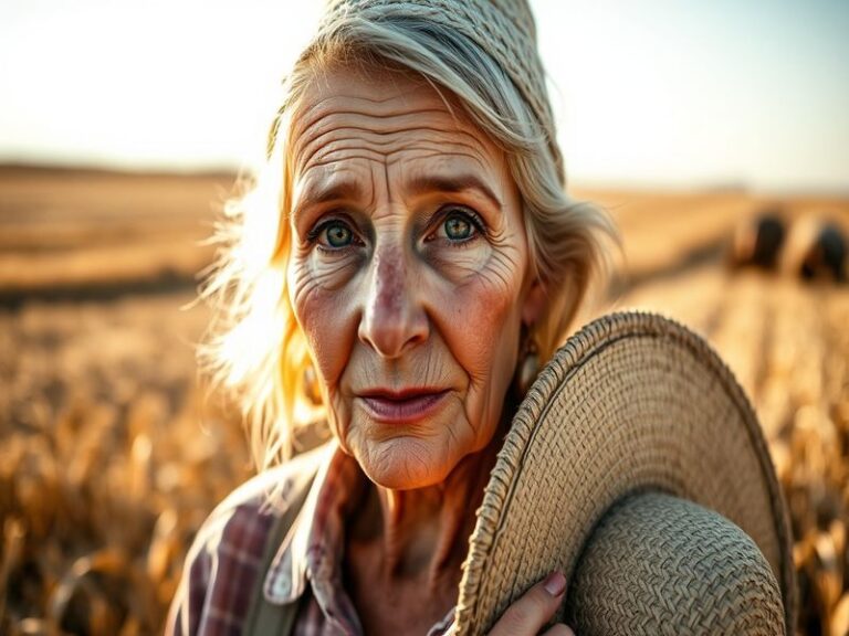 A dynamic studio portrait of Rainelle Krause standing before a large abstract canvas, surrounded by paint-splattered tools an