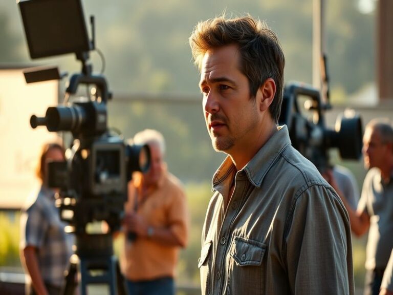 A professional portrait of Maxwell Jenkins in a modern setting, wearing casual attire, with subtle references to both science