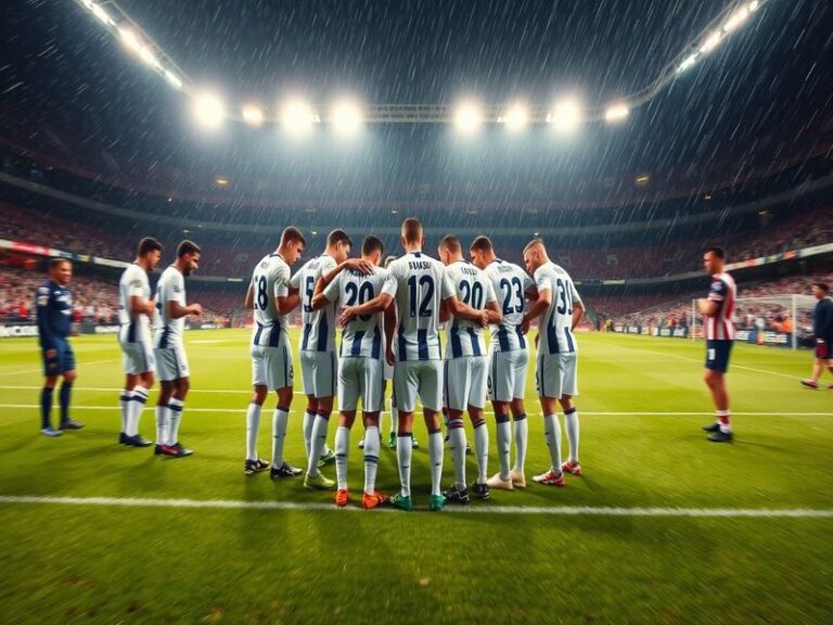 A wide-angle shot of Tottenham vs Atlético Madrid match at a packed stadium, with players in action under bright floodlights.