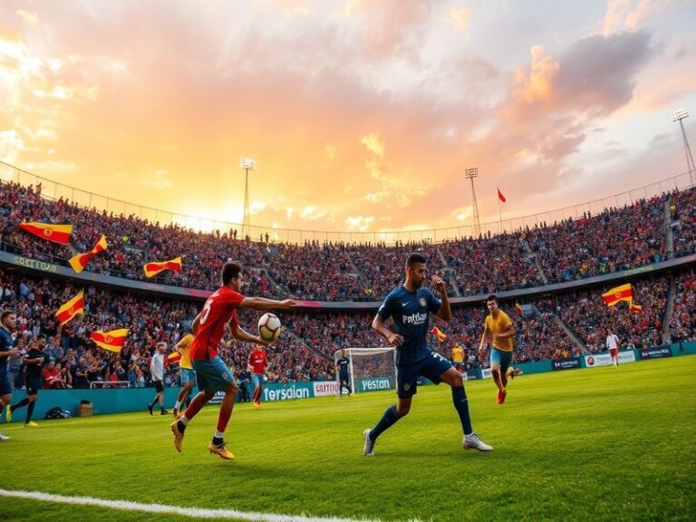 A vibrant image of a Libertad FC vs Barcelona SC match, featuring Libertad in white and red stripes playing against Barcelona