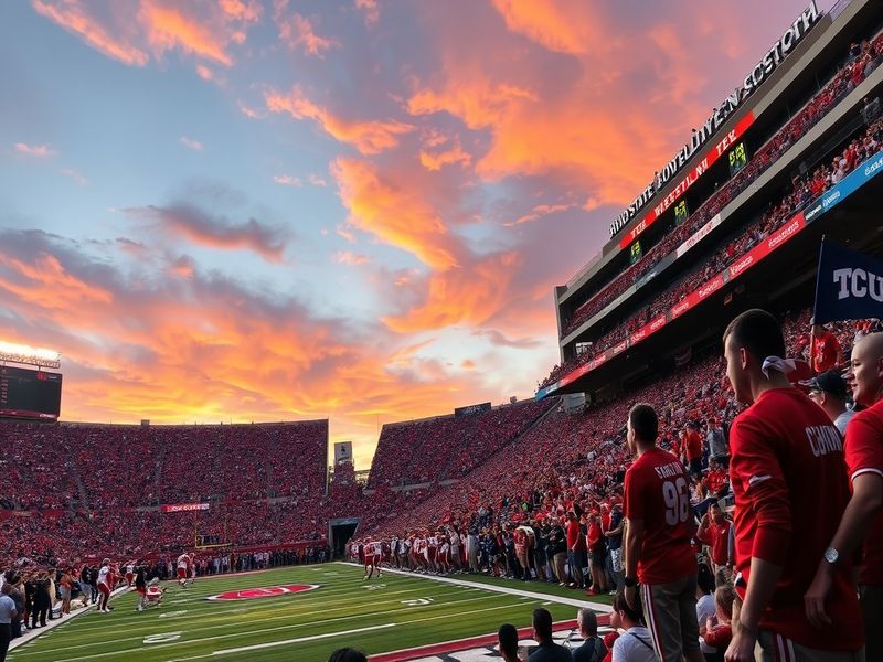 A dynamic image showcasing Ohio State and TCU players in action, highlighting the intensity and competitive spirit of college