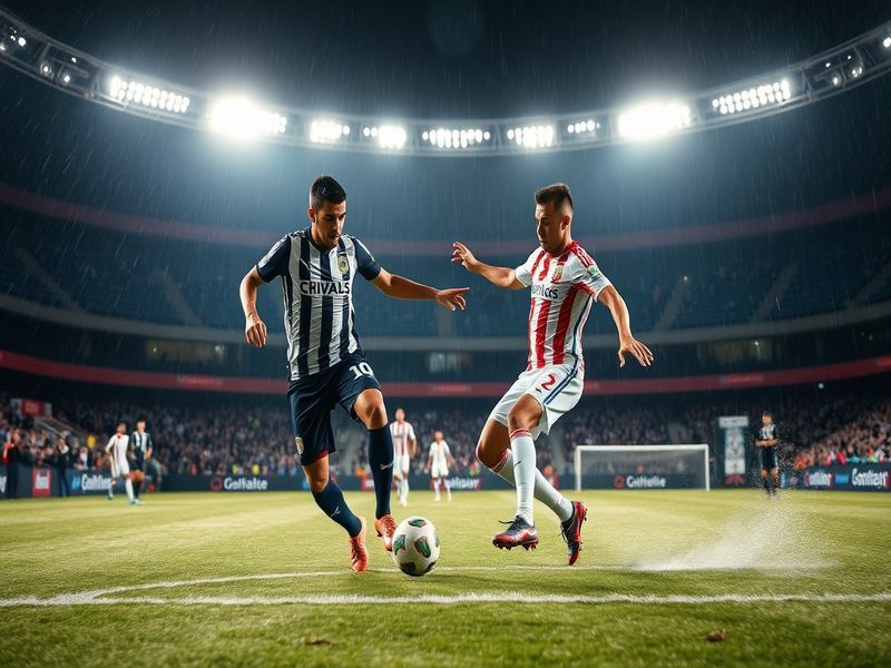 Una imagen de un emocionante partido de fútbol entre Chivas y Club León, mostrando la intensidad de los jugadores en el campo