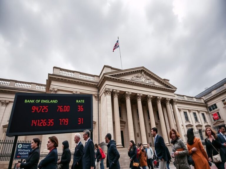 An image depicting the Bank of England building with economic graphs overlayed, symbolizing financial analysis and interest r