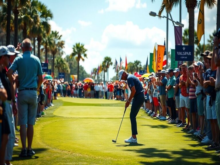 A scenic view of the Copperhead Course at Innisbrook Resort during the Valspar Championship, featuring lush greens and vibran