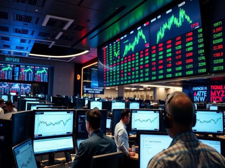 An image depicting a busy stock exchange with traders analyzing data, reflecting the dynamic nature of stock futures and mark