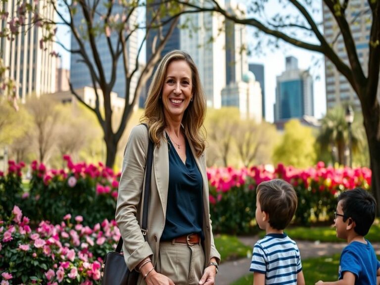 An artistic representation of Amy Carr, showcasing her vibrant mixed media artwork, surrounded by elements symbolizing commun