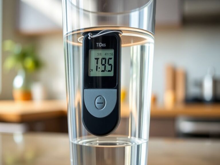 An infographic illustrating the components of TDS in water, featuring icons for minerals and organic substances, set against