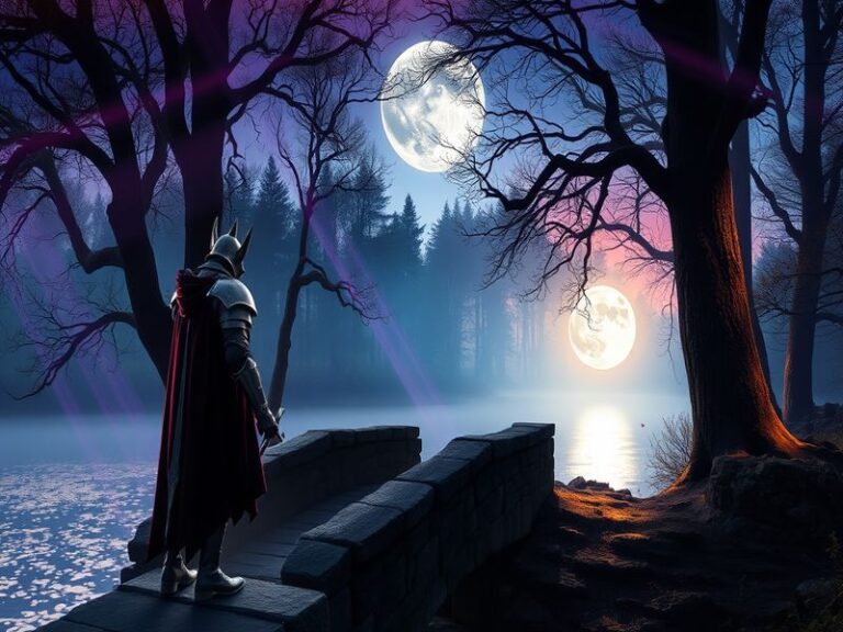 A dramatic scene from Twilight Princess featuring Link in his wolf form amidst a dark, enchanted forest.