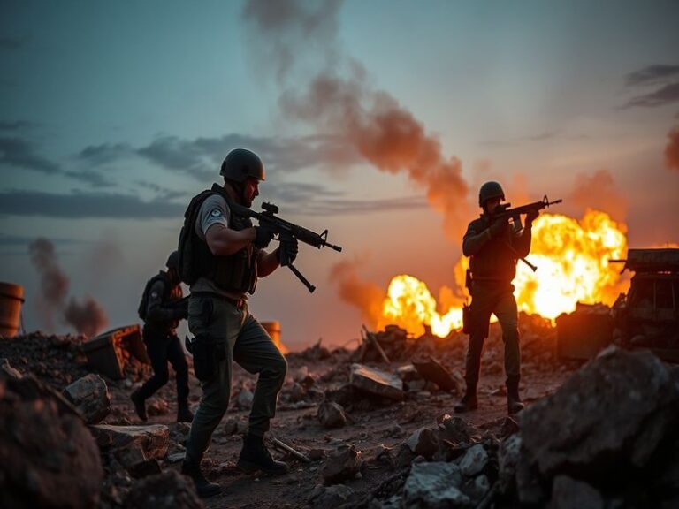 A split-image composition showing the Israeli and Iranian flags with military equipment silhouettes against a backdrop of oil