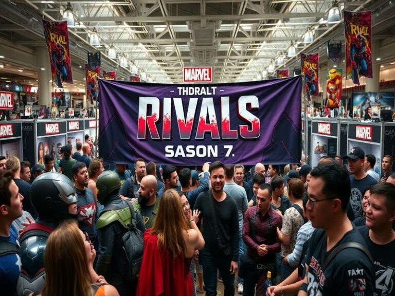 A dynamic promotional image featuring iconic Marvel characters in action poses, set against a backdrop of a cityscape, convey