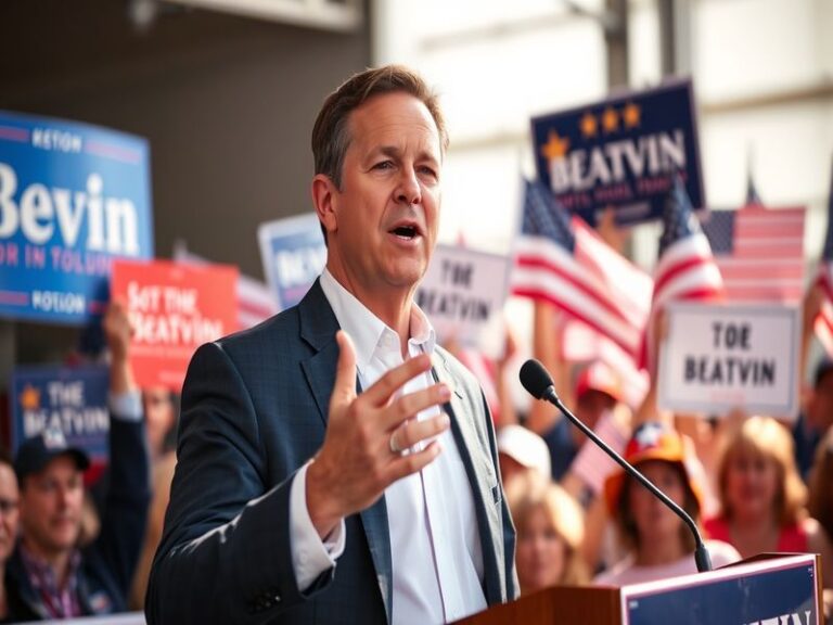 A portrait of Matt Bevin in a formal setting, with a Kentucky state flag in the background, conveying a sense of leadership a