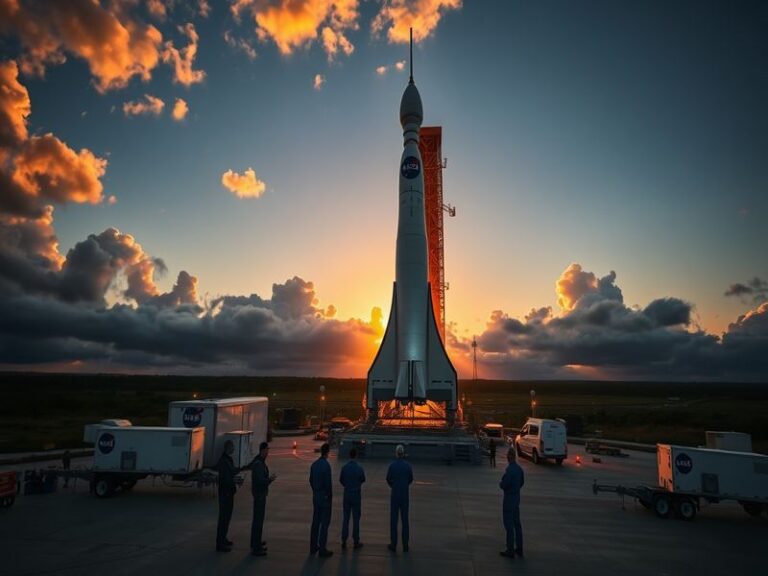 An illustration depicting the Orion spacecraft during the Artemis II mission, set against the backdrop of the Moon, highlight
