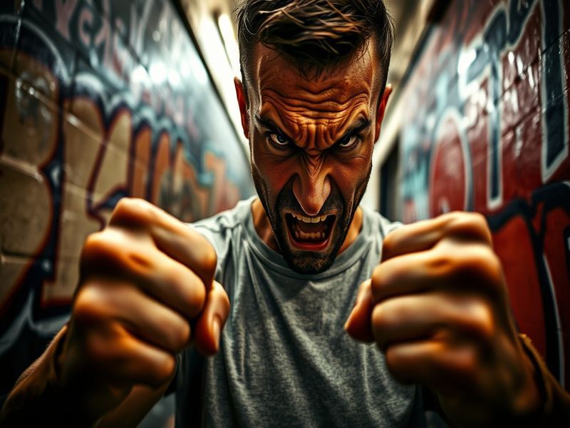 A dynamic image capturing a crowd in protest, illustrating raw emotion and intensity, with a focus on passionate expressions