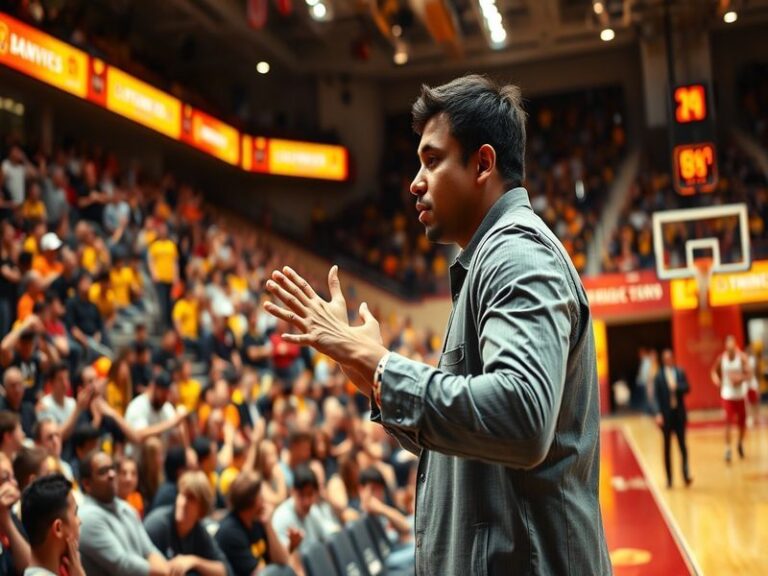 A dynamic image of Will Wade on the sidelines during a game, showcasing his intense focus and passion for coaching.