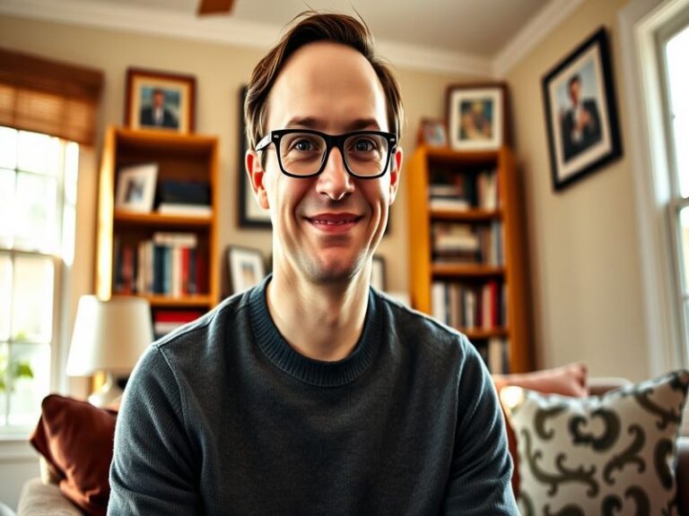 A portrait of Jim Parsons smiling at a red carpet event, dressed in a stylish suit, with a backdrop featuring the show's logo