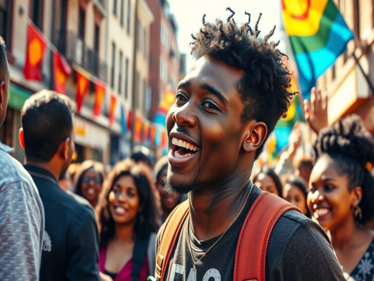 A vibrant portrait of Rasheer Fleming, showcasing his artistic flair with colorful backgrounds and a thoughtful expression.