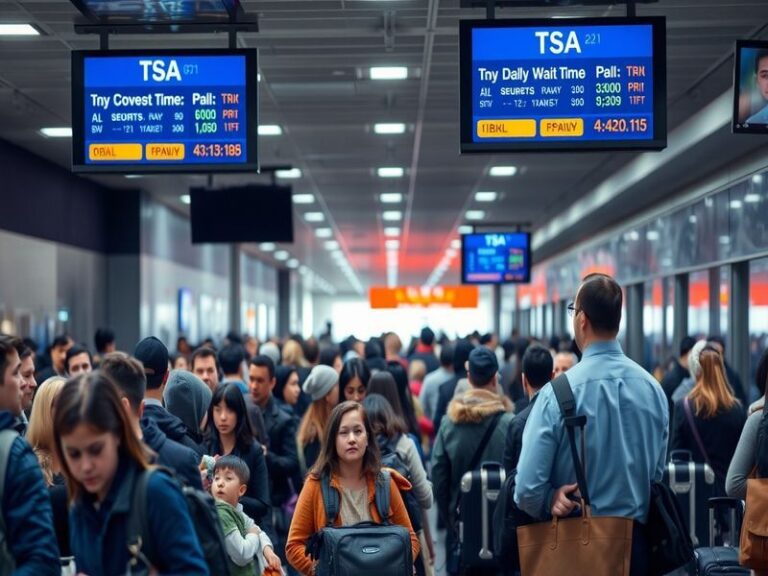 An image depicting the bustling security checkpoint at Philadelphia International Airport, showcasing travelers in line with
