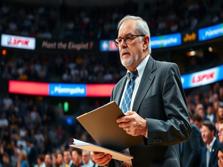 An inspiring image of Phil Jackson during a game, with players in action and a focused expression, showcasing his leadership