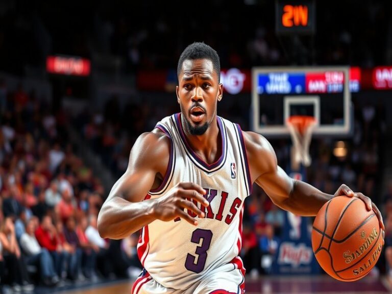 A dynamic action shot of Ronald Nored coaching on the sidelines, surrounded by players, with a focus on strategy and teamwork
