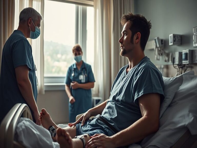 A powerful image showing a survivor of gun violence undergoing rehabilitation, highlighting their resilience and determinatio