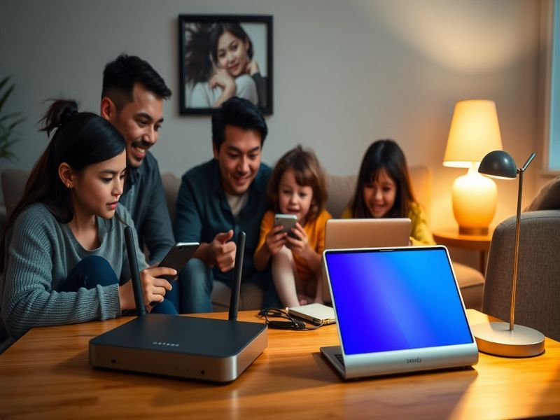 A split-screen image showing a happy customer holding a TalkTalk router on one side and a frustrated user staring at a slow-l