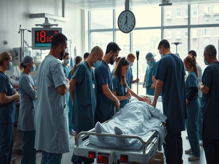 A vibrant collage featuring key characters from Grey's Anatomy in a hospital setting, showcasing their emotional expressions