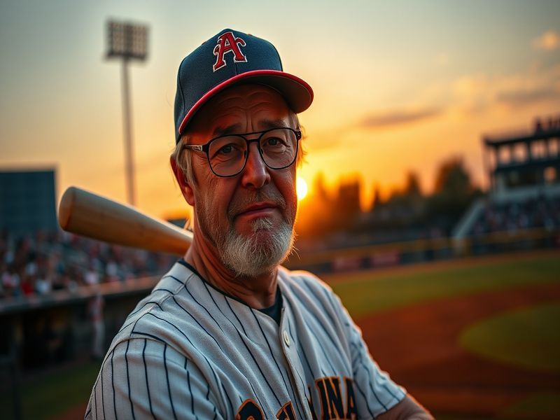 A dynamic image of David Ross in a baseball uniform, smiling while holding a baseball bat, set against a baseball field backd
