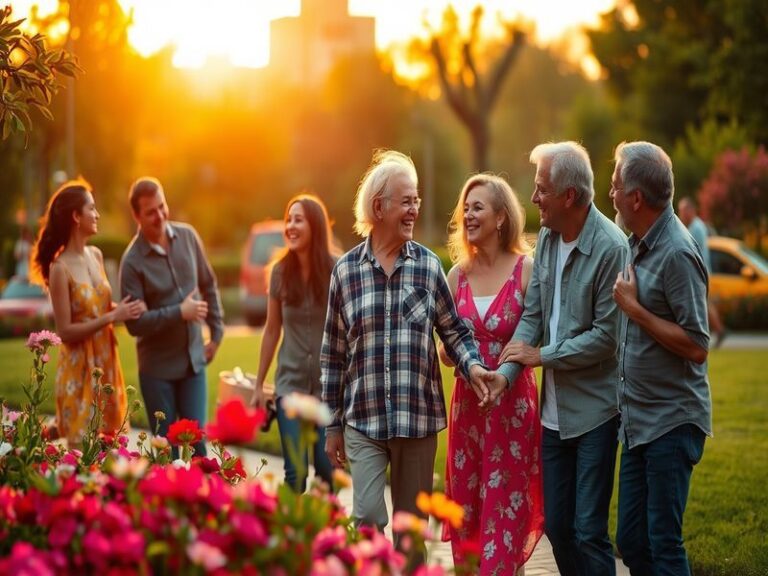 A warm and inviting image of a diverse couple enjoying a sunset together, symbolizing love across ages.
