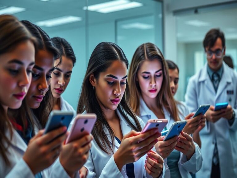 A split-image visual showing a crowded courtroom with a Meta logo on a screen in the background (left side) and a group of di