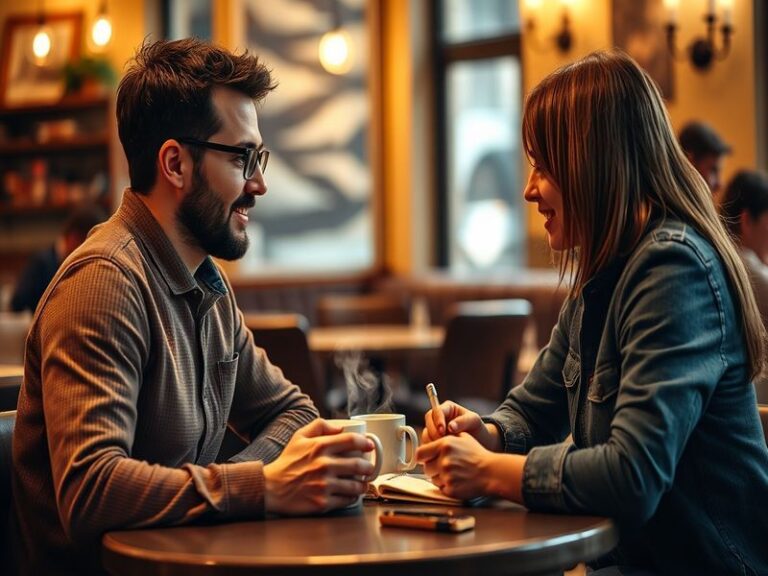 An illustration depicting three friends in a cozy café, engaged in deep conversation, with expressions of concern and underst