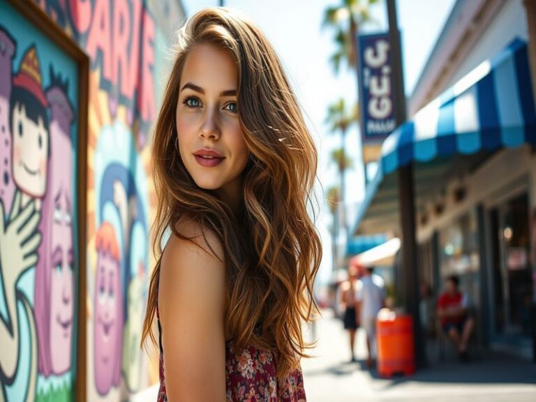 A vibrant portrait of Taylor Dearden on a film set, showcasing her confidence and passion for acting.