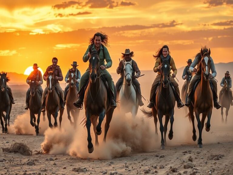 An illustration showcasing Johnny Joestar and Gyro Zeppeli in a dynamic race scene, set against a vibrant American landscape.