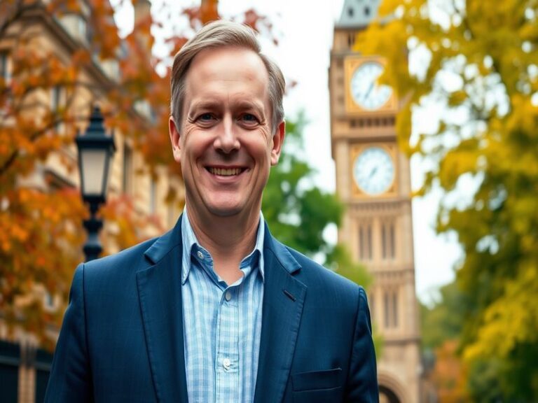 A portrait of Andrew Rosindell in a parliamentary setting, engaging with constituents, highlighting his role as a politician.