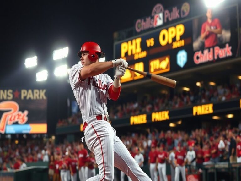 A vibrant image of Citizens Bank Park filled with enthusiastic fans wearing Phillies gear, enjoying a sunny day of baseball.