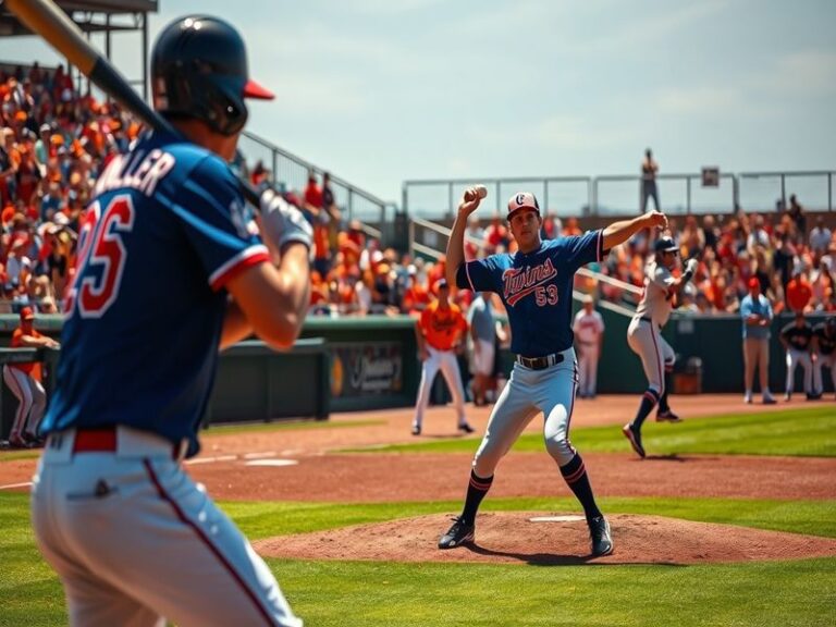 A dynamic baseball scene at Target Field during a Twins vs Orioles game, featuring players in mid-action – Buxton stealing a