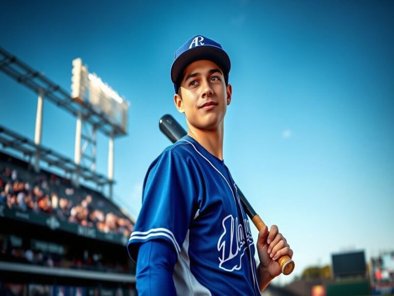 A dynamic action shot of Francisco Alvarez in a baseball uniform, showcasing his batting stance in a vibrant stadium setting.