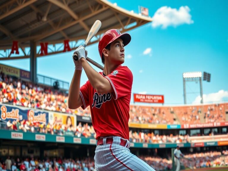 A dynamic action shot of Francisco Alvarez in full catching gear, poised to catch a pitch, with the stadium in the background