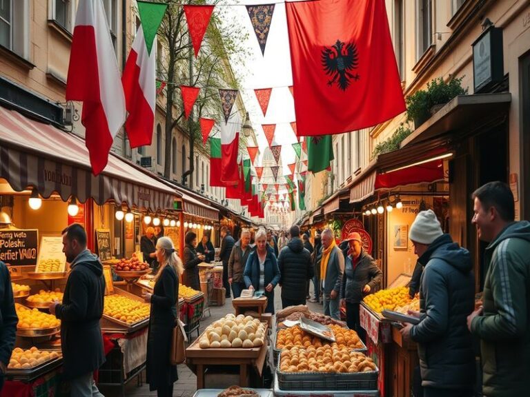 Mapa Europy z zaznaczonymi Polską i Albanią, przedstawiająca ich lokalizację w kontekście współpracy międzynarodowej.