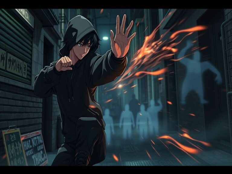 A dynamic scene from Jujutsu Kaisen showcasing Yuji Itadori in action, surrounded by vibrant animation and intense battle set