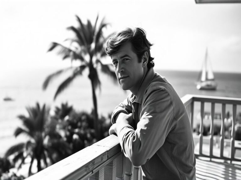 A black-and-white photograph of John F. Kennedy Jr. in his pilot's uniform, standing in front of a small plane on a sunny day