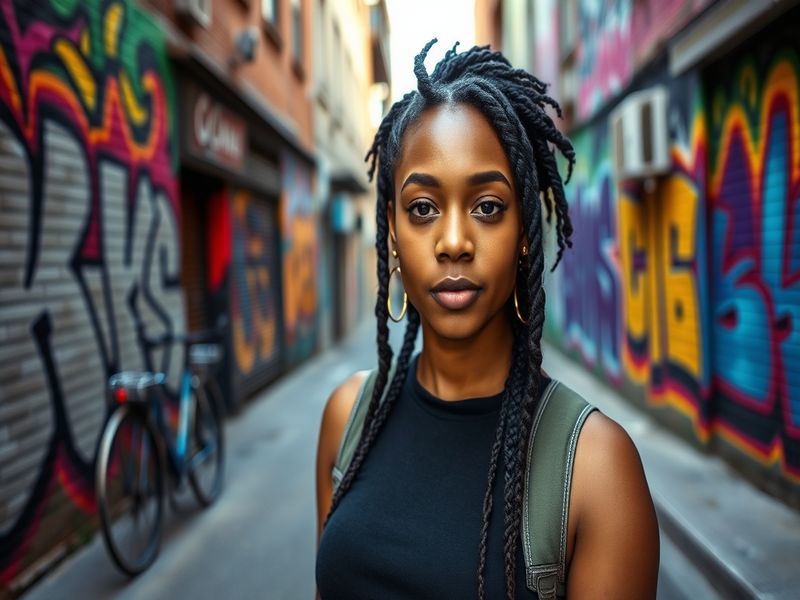 A vibrant portrait of Mercy Miller in a dynamic performance setting, showcasing her energy and passion for music.