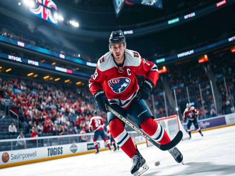 A dynamic action shot of Mikael Granlund during an NHL game, showcasing his agility and focus on the ice, with a cheering cro