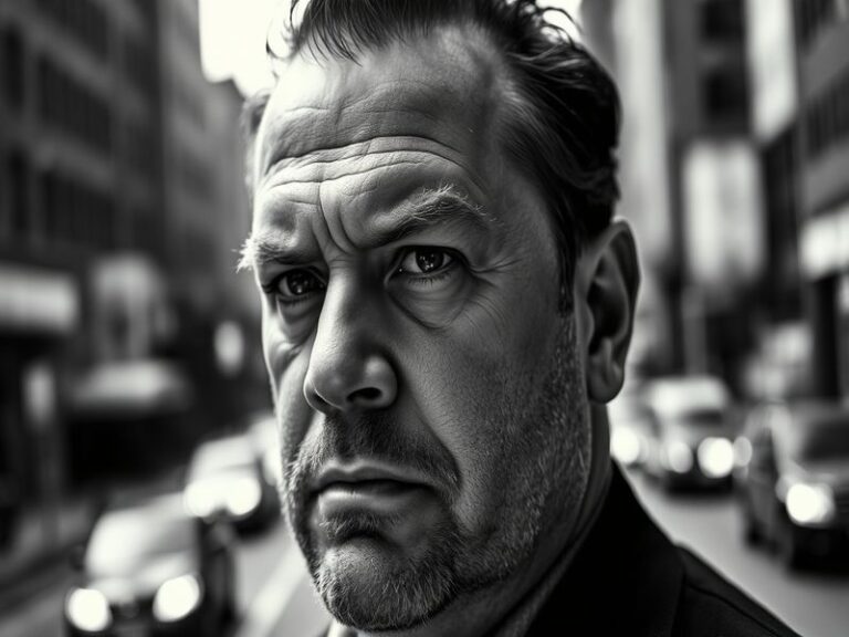 A portrait of Vincent D'Onofrio on a film set, showcasing his intense gaze and character-driven demeanor.