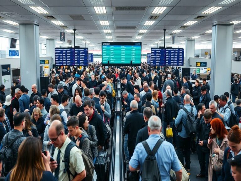 A collage depicting TSA screening processes, airport security personnel in action, and advanced security technology, conveyin