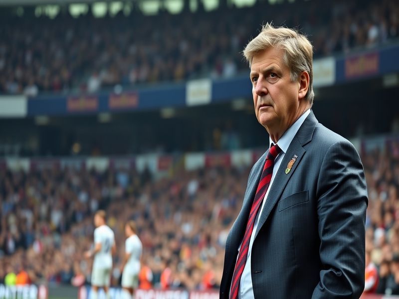 A portrait of Roy Hodgson on the sidelines during a football match, showcasing his focused expression and tactical demeanor.