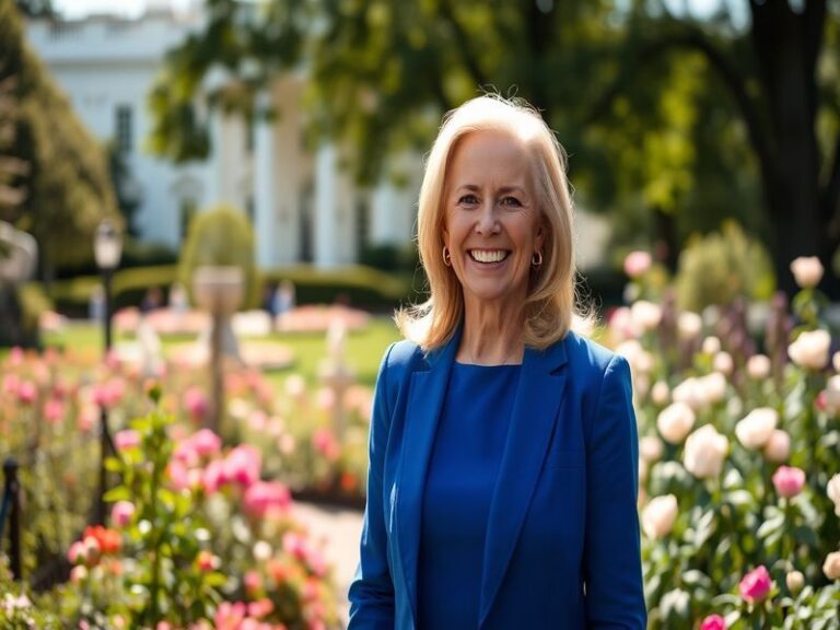 A portrait of Jill Biden in a classroom setting, engaging with students, exuding warmth and dedication.