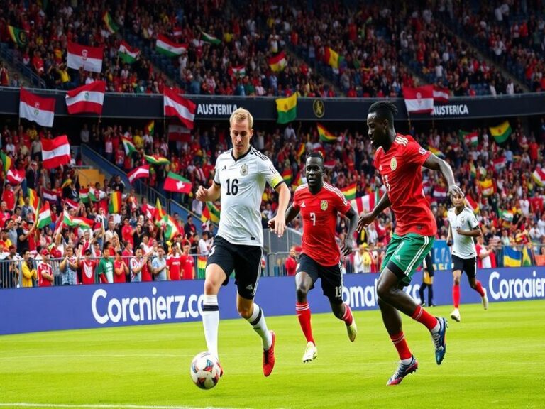 A vibrant collage representing Austrian classical music and Ghanaian traditional dance, showcasing the cultural richness of b