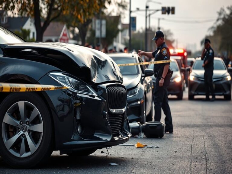 A dramatic image of a Genesis SUV similar to the one Tiger Woods was driving, set on a winding road in a picturesque landscap