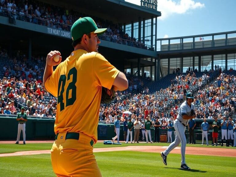 A dynamic image capturing a tense moment in a baseball game between the Athletics and Blue Jays, featuring players in action